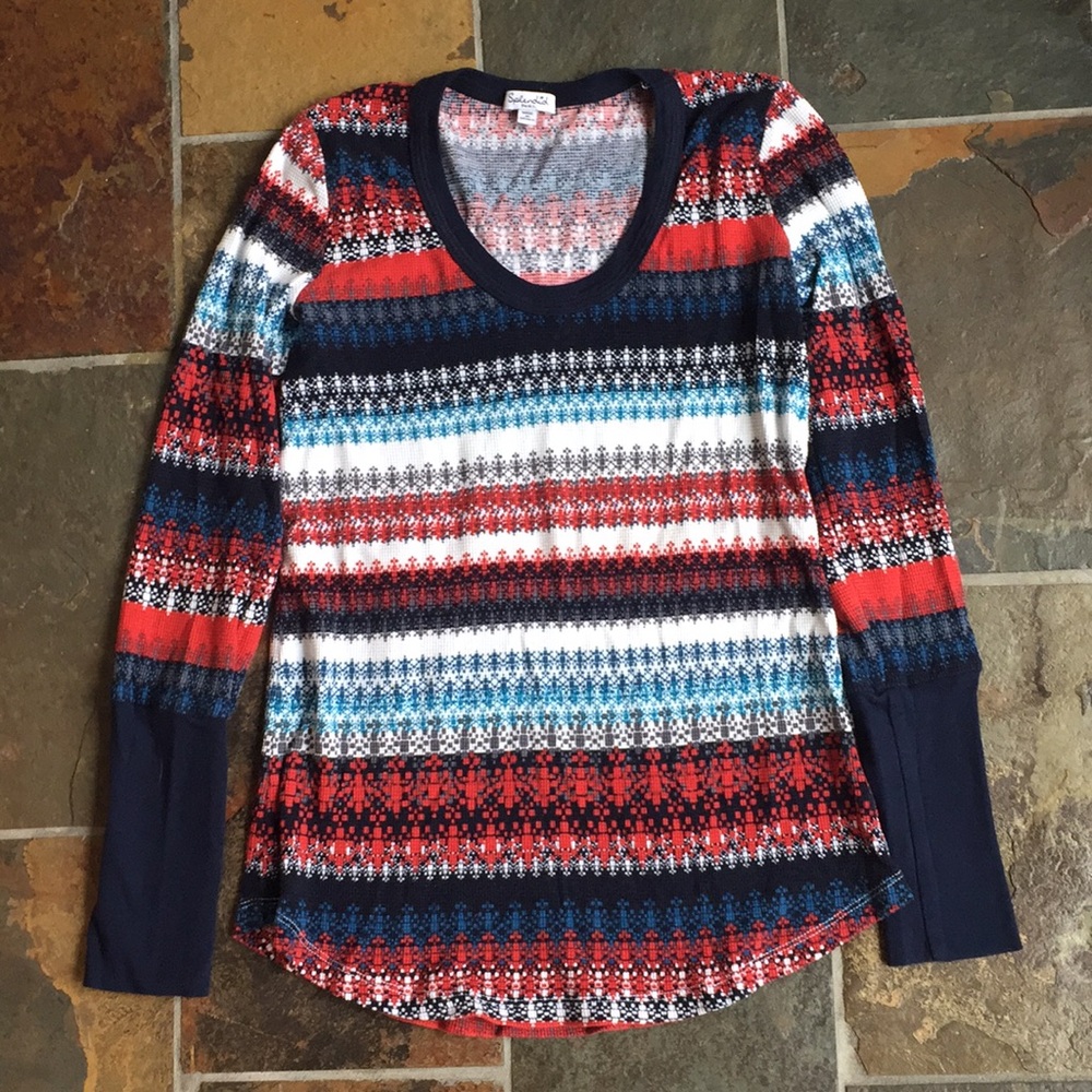 Splendid Fair Isle Waffle Thermal sz S